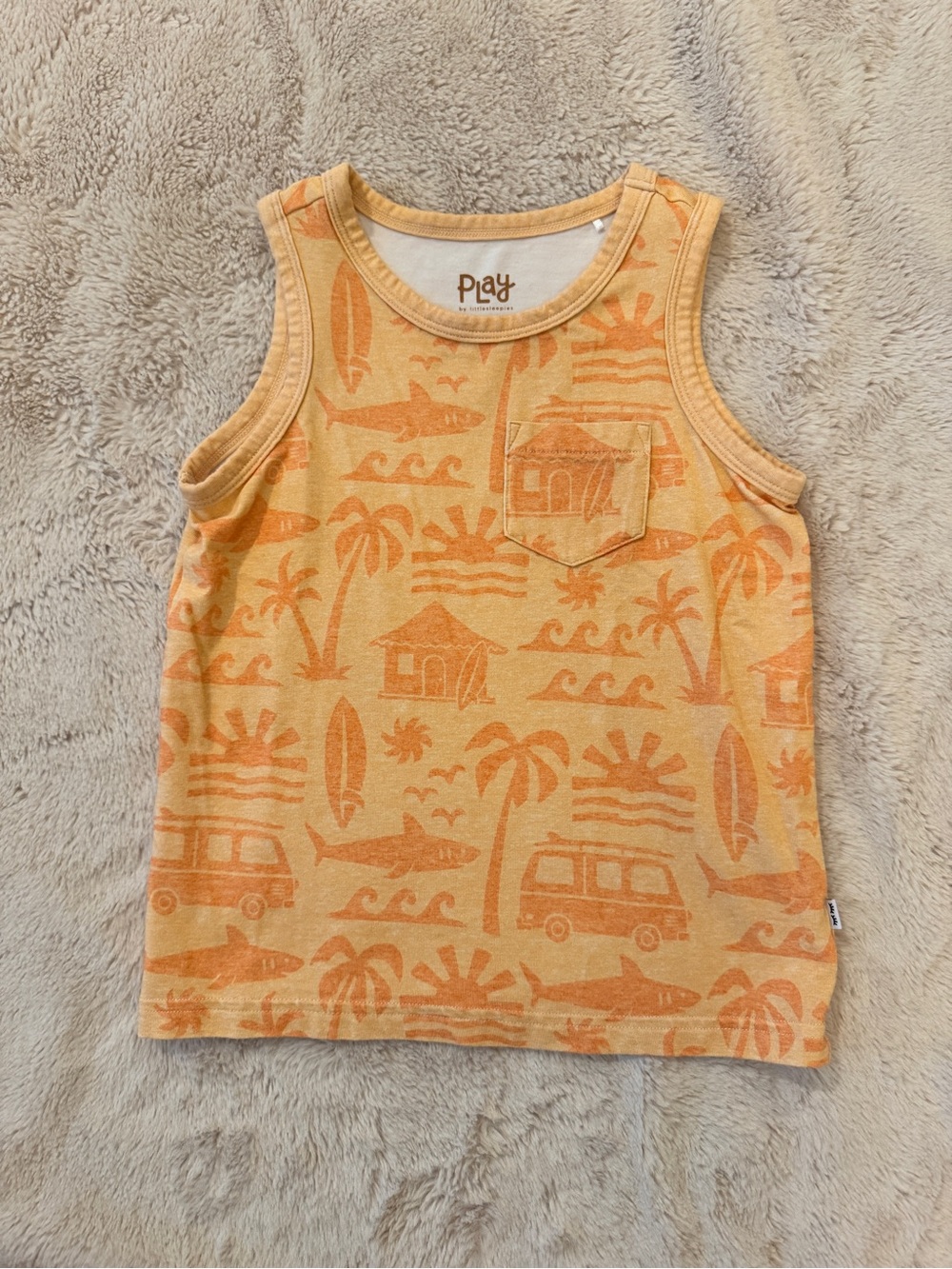 Little Sleepies Orange Surf Shack Pocket Tank 3T